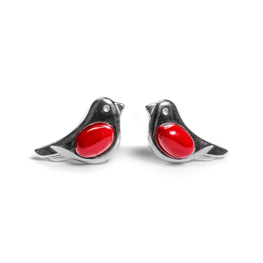 Tiny Bird Stud Earrings Silver