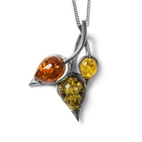 Beech Leaf Necklace in Silver and Amber