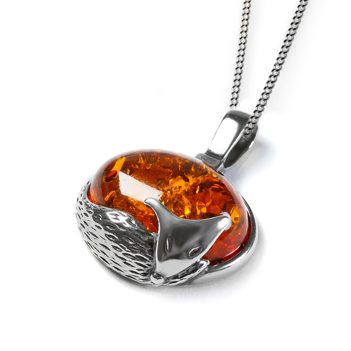 Sleeping Fox Necklace Cognac Amber