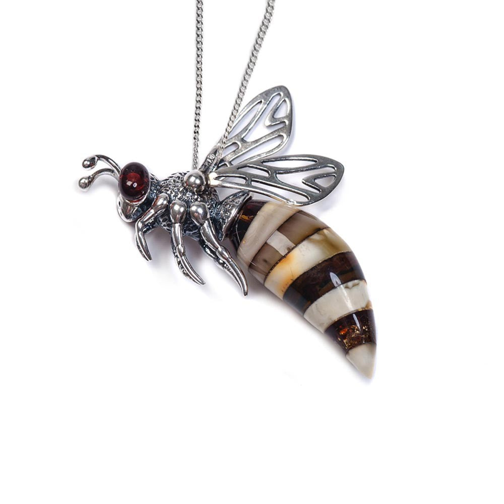 Small Hornet Bee Necklace Amber