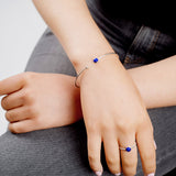 Simple Solo Cuff Bangle in Silver and Lapis Lazuli