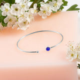 Simple Solo Cuff Bangle in Silver and Lapis Lazuli