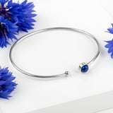 Simple Solo Cuff Bangle in Silver and Lapis Lazuli
