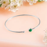 Simple Solo Cuff Bangle in Silver and Malachite