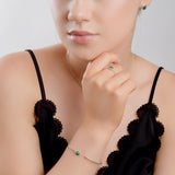 Simple Solo Cuff Bangle in Silver and Malachite