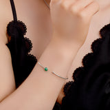 Simple Solo Cuff Bangle in Silver and Malachite