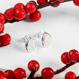 Classic Teardrop Stud Earrings in Silver and Moonstone
